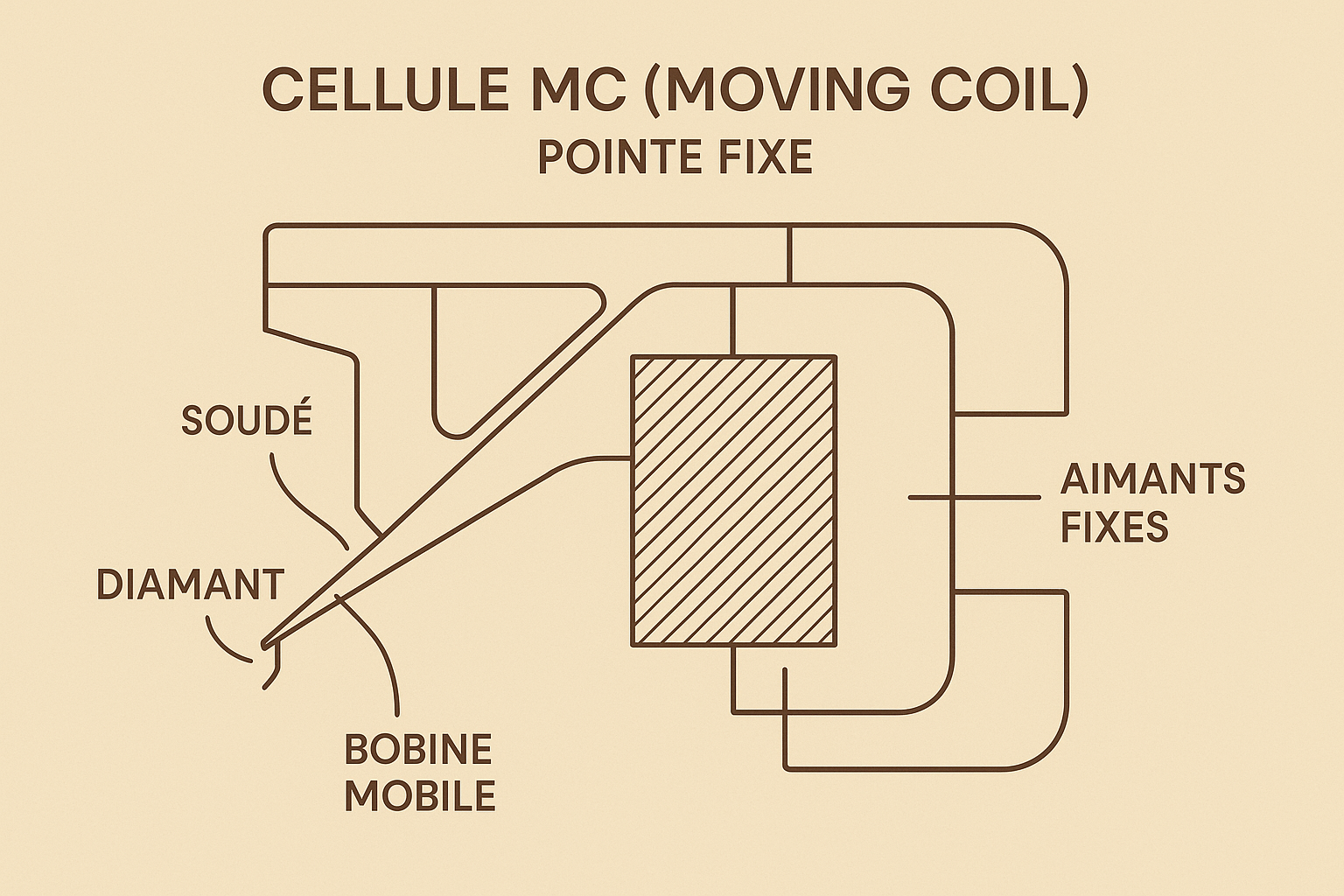 schéma cellule platine vinyle vintage MM (moving coil)