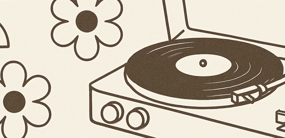 platine vinyle et petites fleurs mignonnes