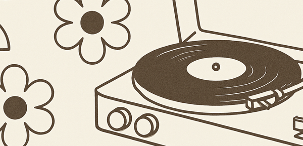 platine vinyle et petites fleurs mignonnes